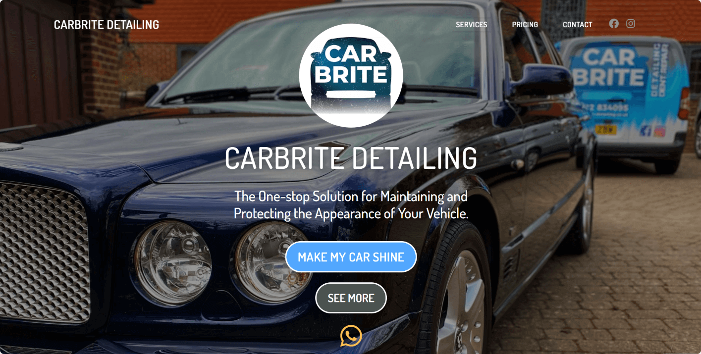 Portfolio Website for Carbrite Detailing